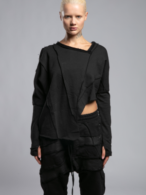 Asymmetrical Sweatshirt with Dirty Stitching