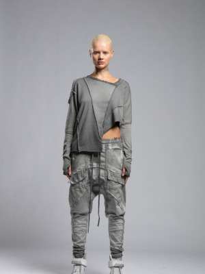 Asymmetrical Sweatshirt with Dirty Stitching