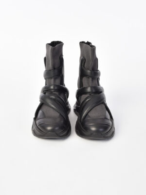 Dark Grey Shoes With Leather Strappy