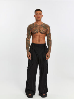 Front Tie Wide Leg Men's Trousers