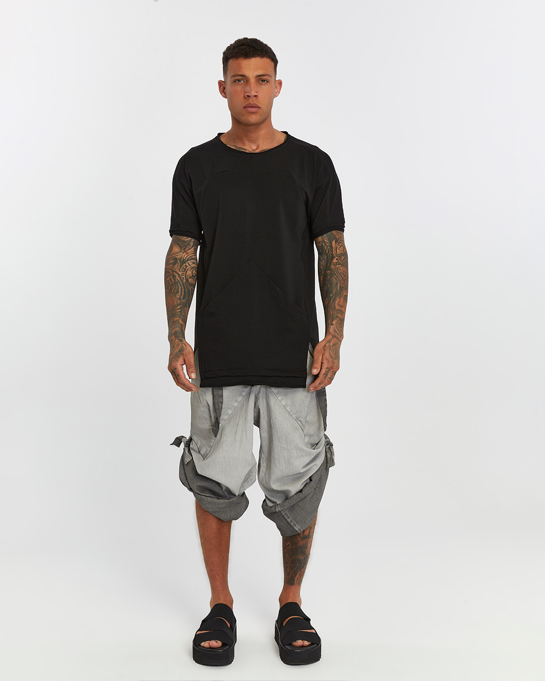Dirty Stitched Side Slits Men's T-shirt