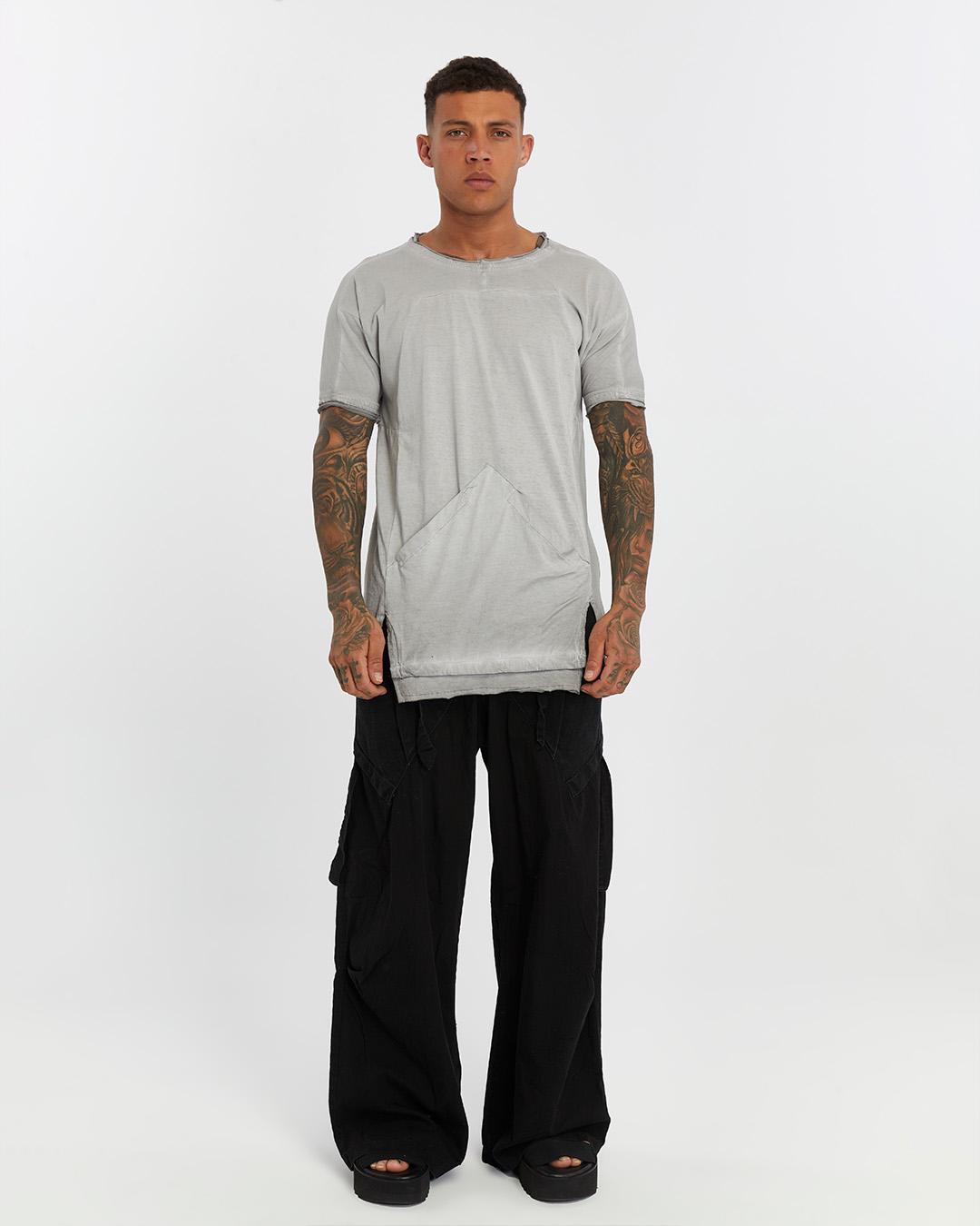 Dirty Stitched Side Slits Men's T-shirt