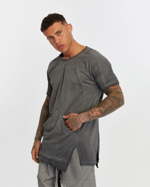 Dirty Stitched Side Slits Men's T-shirt